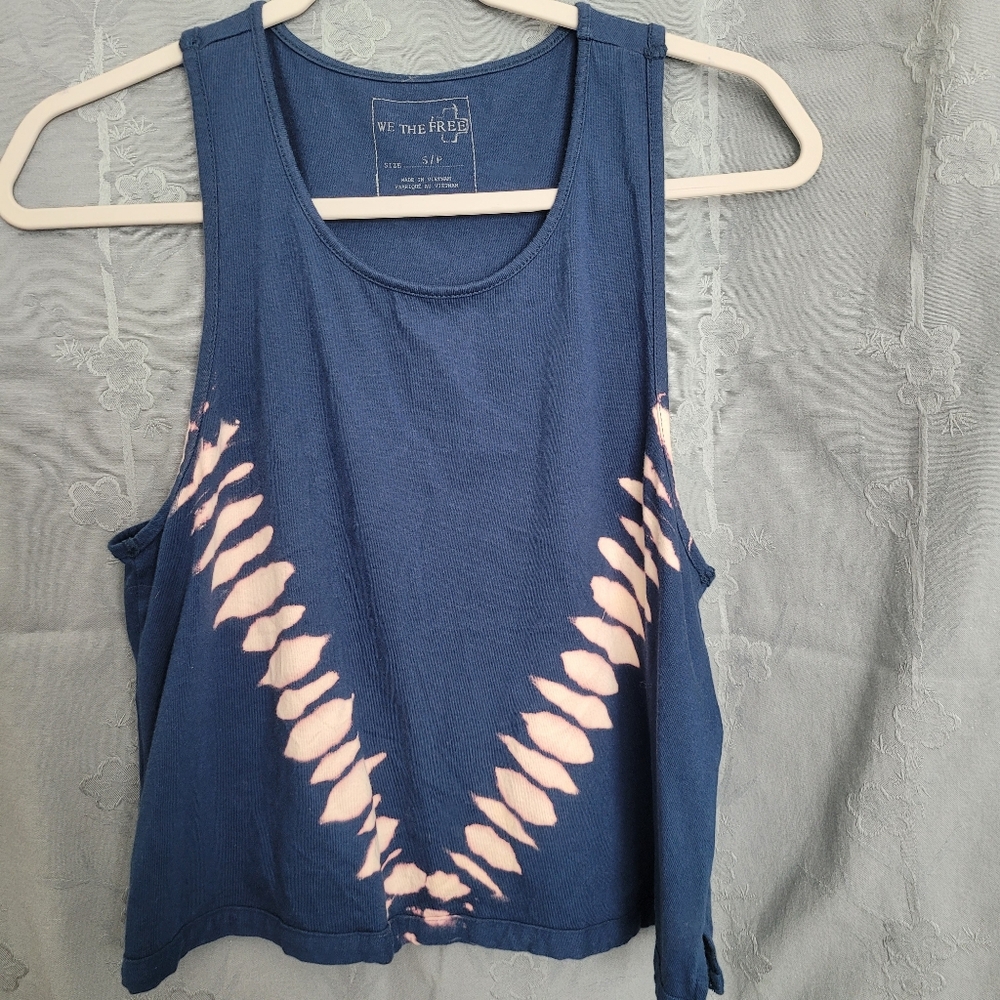 Free People & We The Free Blue Tie Dye Crop Tank Top